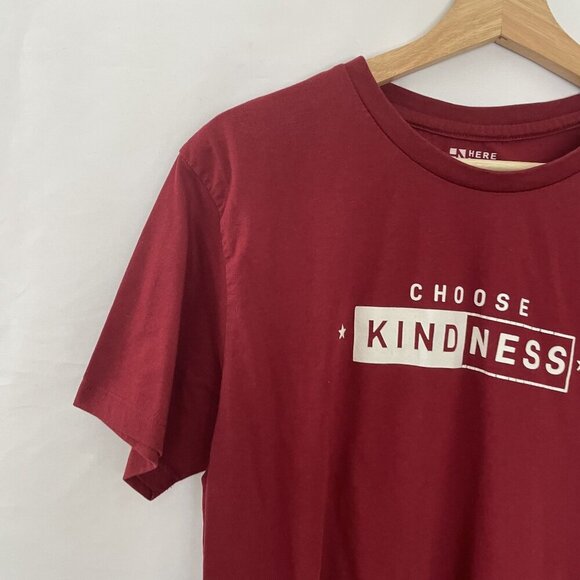 Choose Kindness Here & Now Burgundy Cotton T-Shirt XL women's short sleeved top - Picture 2 of 7